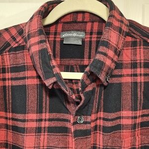 Eddie Bauer Men's Plaid Shirt in Red and Black
